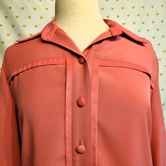 Draper & Damon's Pink Orange Button Front Blouse - Picture 2 of 7